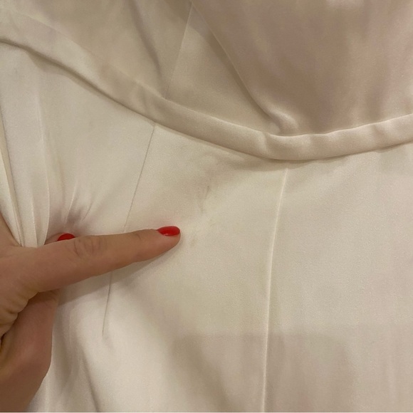 Mac Duggal | Feather Trim Strapless Jumpsuit White Size 0 NEW 68416 - Picture 8 of 10